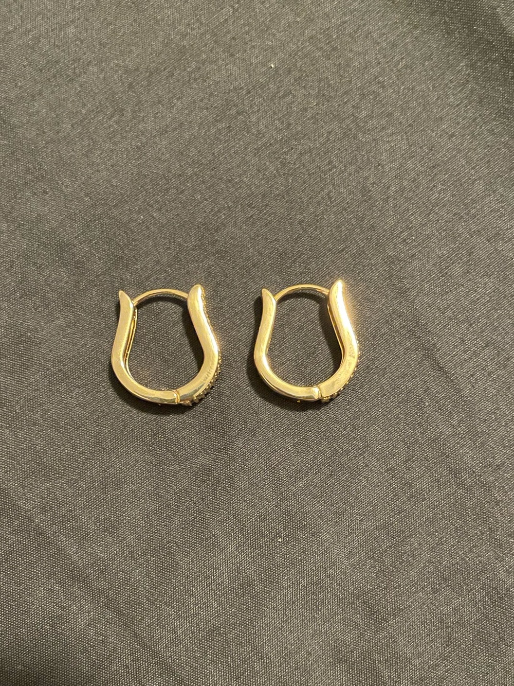 New - 14k gold plated huggies earrings